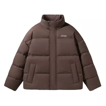 Утепленное пальто-пуховик с застежкой-молнией и воротником-стойкой унисекс Jeep, Coffee