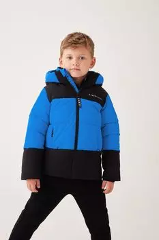 Утепленное пальто с цветными блоками, устойчивое к воздействию дождя Baker By Ted Baker, синий