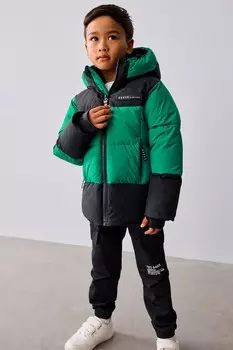 Утепленное пальто с цветными блоками, устойчивое к воздействию дождя Baker By Ted Baker, зеленый