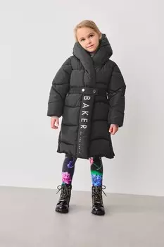 Утепленное пальто с капюшоном и поясом, устойчивое к воздействию дождя Baker By Ted Baker, черный