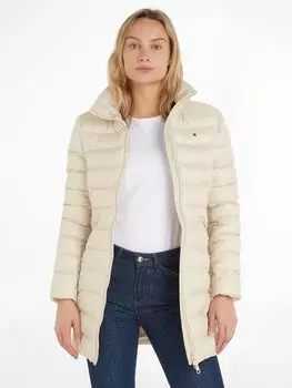 Утепленное пальто с полосками Global Tommy Hilfiger, классический бежевый