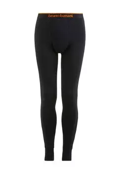 Утепленные трусы длинные, эластичный пояс, ребристые манжеты, мужские bruno banani, черный
