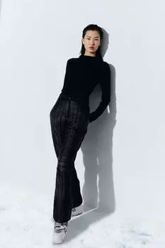 Утепленные уличные брюки из термомуфты H&M, черный