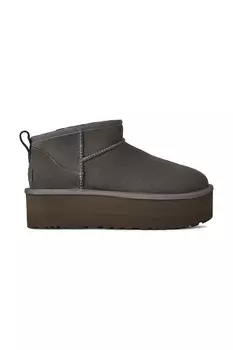 Утепленные замшевые угги Classic Ultra Mini Platform Ugg, серый