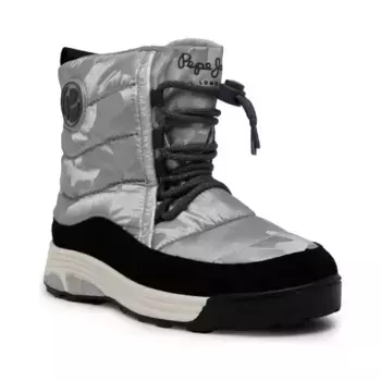 Утепленные зимние ботинки с добавлением кожи Pepe Jeans London, серебряный