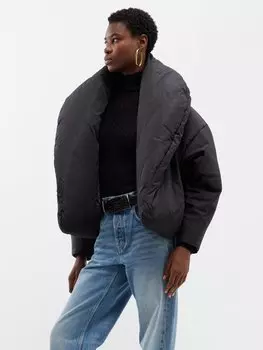 Утепленный бомбер из шелковой тафты Saint Laurent, черный