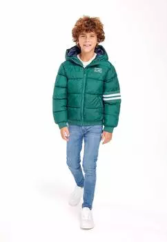 Утепленный бомбер с капюшоном Minoti, зеленый