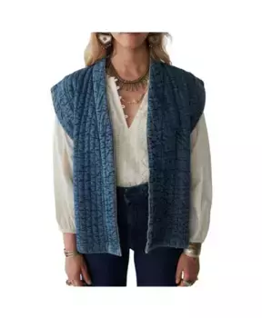 Утепленный джинсовый жилет без рукавов Maison Hotel, синий