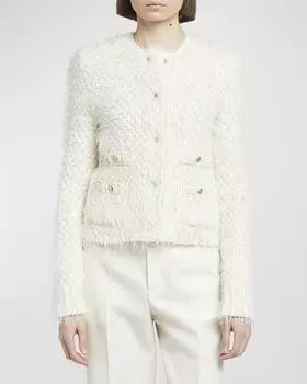 Утепленный кардиган плотной вязки Moncler, цвет Natural