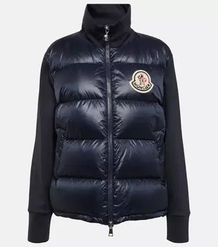 Утепленный кардиган с наполнителем из пуха MONCLER, синий
