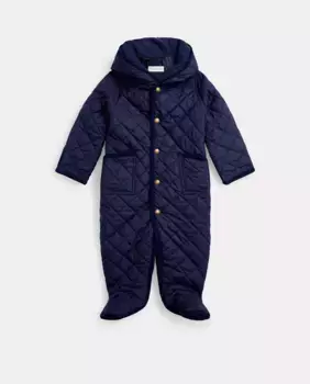 Утепленный комбинезон с капюшоном для мальчика Polo Ralph Lauren, темно-синий