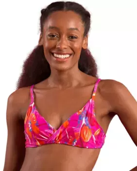 Утепленный лиф бикини-балконет с принтом Ro de Sol, розовый