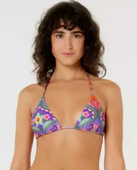 Утепленный лиф бикини с треугольными чашками и принтом Blueman, фиолетовый