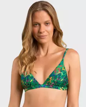 Утепленный лиф бикини с треугольными чашками и принтом Ro de Sol, зеленый