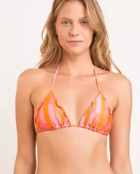 Утепленный лиф бикини с треугольными чашками и принтом Ro de Sol, оранжевый