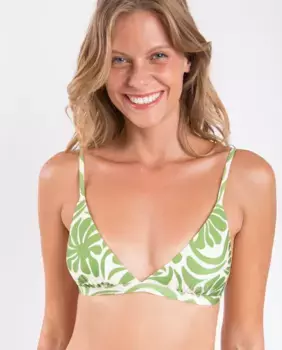 Утепленный лиф бикини с треугольными чашками и принтом Ro de Sol, зеленый