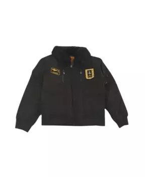 Утепленный нейлоновый бомбер со съемным воротником из искусственного меха Aeronautica Militare, черный