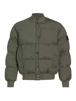 Утепленный пуховик-бомбер Stone Island, оливковый
