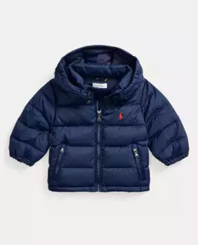 Утепленный пуховик с капюшоном для мальчика Polo Ralph Lauren, темно-синий