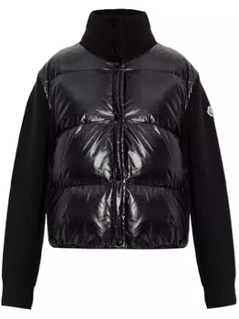 Утепленный шерстяной кардиган Moncler, черный