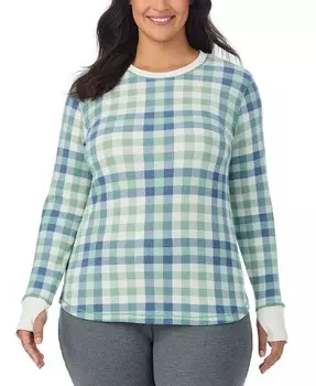 Утепленный топ больших размеров с длинными рукавами и круглым вырезом Cuddl Duds, зеленый