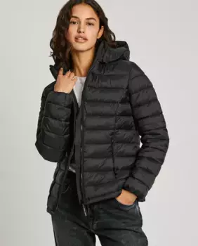 Утепленный женский пуховик со съемным капюшоном Pepe Jeans, черный