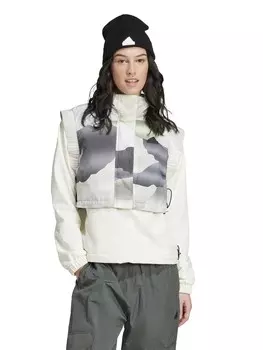 Утепленный жилет Adidas Sportswear City Escape Camo Print Crop Vest, зеленый