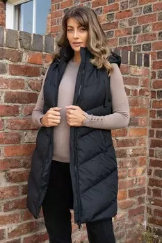 Утепленный жилет без рукавов удлиненного кроя Threadbare, серый