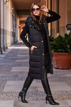 Утепленный жилет длинного кроя Sosandar, черный