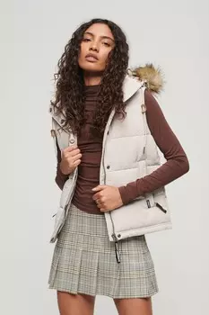 Утепленный жилет Everest из искусственного меха Superdry, серый