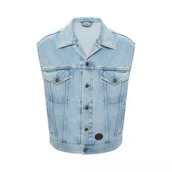Утепленный жилет Gucci Distressed Denim Vest 'Light Blue', синий