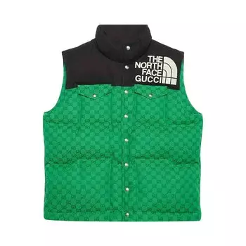 Утепленный жилет Gucci x The North Face, цвет Зеленый/черный