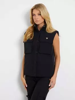 Утепленный жилет Guess AURLIE SL PUFFER OVERSHIRT, черный