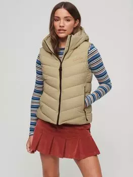 Утепленный жилет из микрофибры с капюшоном Superdry, пеликан бежевый