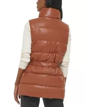 Утепленный жилет Levi's Vegan Leather Puffer Vest, кэмел