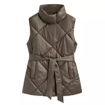 Утепленный жилет Massimo Dutti Quilted With Seams, серо-зеленый