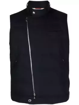 Утепленный жилет на молнии Brunello Cucinelli, синий