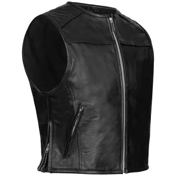 Утепленный жилет PAULGOS Leder Biker Kutte Echtleder BW9, черный