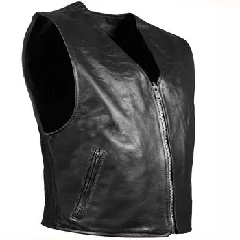 Утепленный жилет PAULGOS Leder Biker Kutte Echtleder BW12, черный