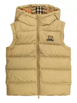 Утепленный жилет с капюшоном Burberry Kids, нейтральный