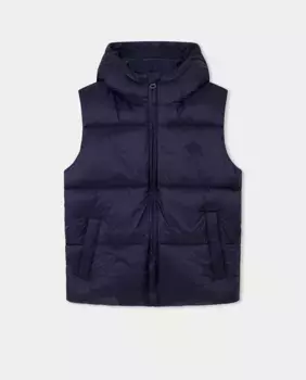 Утепленный жилет с капюшоном и застежкой-молнией Hackett, темно-синий