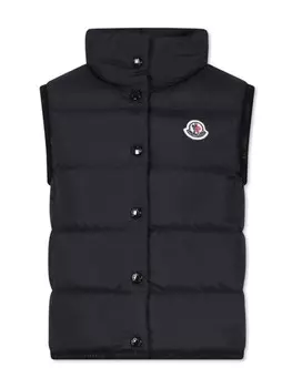 Утепленный жилет с логотипом Moncler Enfant, черный