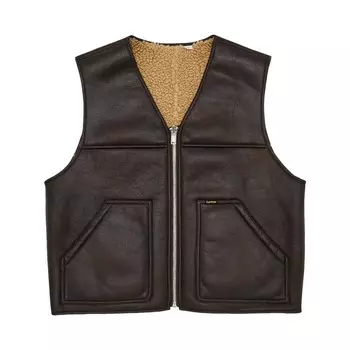Утепленный жилет Supreme Reversible Faux Shearling Work Vest, коричневый