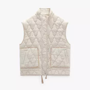 Утепленный жилет Zara Puffer, экрю