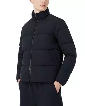 Утеплённая стёганая пуховая куртка Essential Emporio Armani, синий