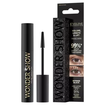 Утолщающая-удлиняющая-подтягивающая тушь для ресниц, 7 мл Eveline Cosmetics Wonder show