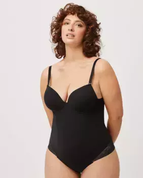 Утягивающее боди на косточках и открытой спиной Ysabel Mora, черный