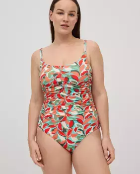 Утягивающий купальник из микропике с регулируемыми бретелями и принтом в виде листьев Ysabel Mora, мультиколор