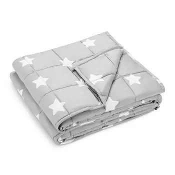 Утяжеленное одеяло Navaris 135х200 см, 6,8 кг - хлопковый чехол - 7 слоев - одеяло тяжелое пуховое - утяжеленное одеяло звезды, серый