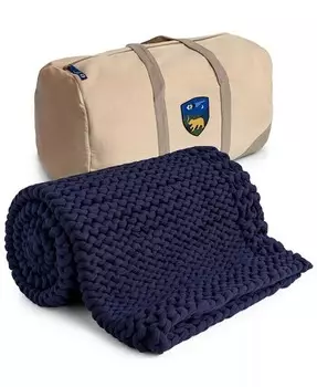 Утяжеленное одеяло плотной вязки ручной работы 40x72 — 12 фунтов, 100 % хлопок — без наполнителей, всесезонное, мягкое и успокаивающее, от California Design Den, синий